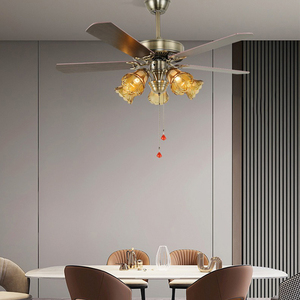 ไฟเพดานตกแต่งสไตล์วินเทจหรูหราแบบโมเดิร์นพัดลมเพดานควบคุมด้วยรีโมทพร้อมโคมไฟระย้าและโคมไฟระย้า - Product Image 4