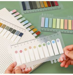 อุปกรณ์การเรียนน่ารัก 1000 แผ่น สมุดโน้ตแบบมีดัชนีสีโมรันดี กระดาษโน้ตแบบมีกาว ไม้บรรทัด สติกเกอร์ PET สมุดโน้ต ที่คั่นหนังสือ - Product Image 3