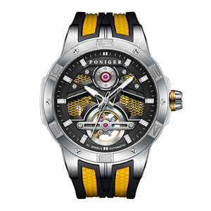 Montre-bracelet mécanique automatique PONIGER P6.21 avec aiguilles lumineuses, calibre de conception propre, finition bronze canon, rotor personnalisé translucide - Product Image 1