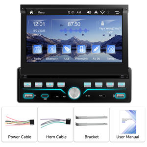 Autoradio Podofo 7'' Single Din avec Carplay <span class=keywords><strong>Android</strong></span> Auto, lecteur MP5 rétractable, autoradio BT FM Type-C/USB/SWC - Product Image 6