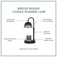 Nouvelle Arrivée Lampe Chauffe-Bougie Électrique en Métal et Verre en Forme de Fleur avec Abat-jour en Cristal, Intensité Réglable et Hauteur Ajustable, avec 2 Ampoules