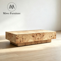 Table basse de luxe moderne en bois de burl naturel, mobilier de salon, table de réception rectangulaire pour hall d'hôtel, table à thé centrale