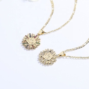 สร้อยคอรูปดอกทานตะวัน ขายส่ง ชุบทอง 18K ประดับเพชรซิคอน เครื่องประดับแฟชั่นสำหรับผู้หญิง - Product Image 2