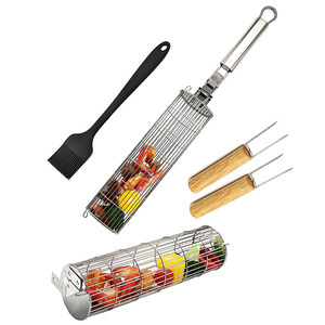 Canastas para Asar Apilables con Mango Desmontable, Canastas para Asar de Acero Inoxidable con Mango Desmontable para Parrillas - Product Image 1