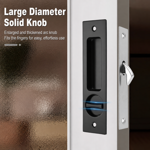 Ensemble de serrures coulissantes double face en acier inoxydable avec poignée encastrée et verrouillage d'intimité pour portes en bois de salle de bain et de cuisine - Product Image 3