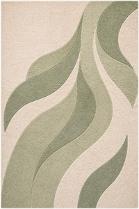 Alfombra de Hojas Botánicas Hecha a Mano |   Verde Salvia y Marfil |   Lana Pura |   Tamaños Personalizados Disponibles - Product Image 3