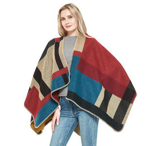 Op Maat Gemaakte Logo Winter Vrouwen Poncho Monogram Deken Kasjmier Wol Gepersonaliseerde Sjaal Geruite Poncho 'S Cape - Product Image 2