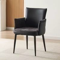 Chaises de salle à manger de style mid-century, avec dossier et accoudoirs en cuir et métal, design minimaliste italien, pour usage domestique, légères, pour négociations transfrontalières