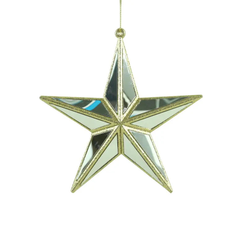 クリスマスツリーの装飾のための卸売クリスマスミラー表面星形装飾品