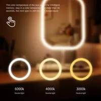 Miroir de maquillage de bureau à commande tactile LED tricolore unique et design pour chambre à coucher