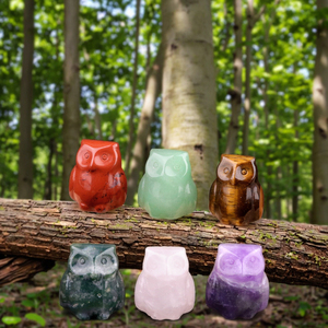 2021 Mini hibou ornement 1 pouce <span class=keywords><strong>améthyste</strong></span> oeil de tigre cristal <span class=keywords><strong>Agate</strong></span> sculpté petit Animal décoration de la maison autres artisanat en cristal - Product Image 2