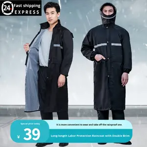 पोंचो के लिए पुरुषों और महिलाओं के लंबे पूरे शरीर में वर्षा वाली वाटरप्रूफ हूडेड जैकेट - Product Image 2