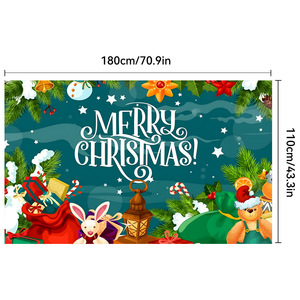 Pancarta navideña de poliéster de 180x110cm, decoración navideña, cortina para puerta, decoración para fiestas - Product Image 1