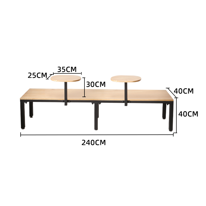 Legno massello 240 cm + tavolo da traino 35 cm