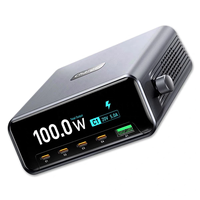Chargeur de bureau GaN super rapide 265W, multiport 4C1A, 100W PD, 30W QC, hub de charge rapide avec écran LCD numérique pour le bureau et la maison