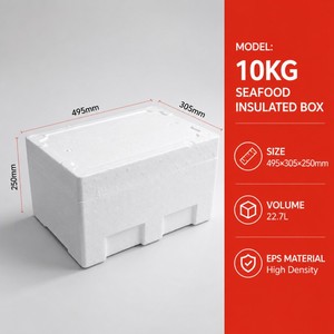 Boîte en <span class=keywords><strong>polystyrène</strong></span> perforée personnalisée de 10 kg pour l'expédition de fruits de mer vivants, boîte de conservation à haute densité, 495x305x250mm - Product Image 3