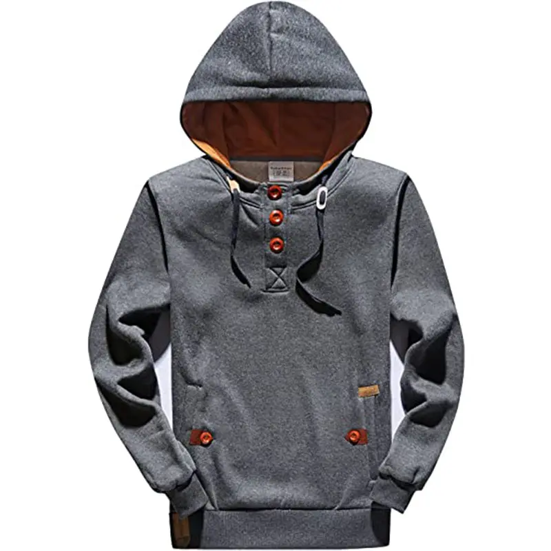 wholesale factory directly sale jacket outdoor autumn/winter Men's Fleece Hoodie 1/4 Button-up closure Hooded Sweatshirt lined