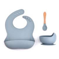 Ensemble de biberon et cuillère en silicone sans BPA, avec ventouse, pour bébé