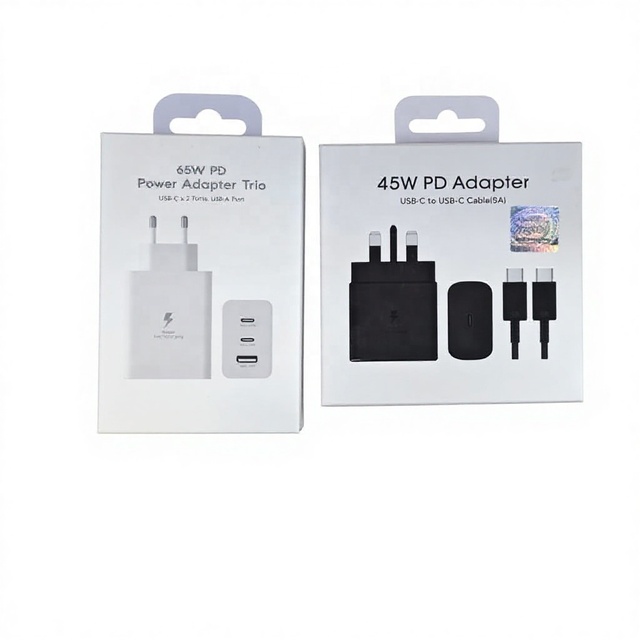 65W Gan 1 USB-C Folding Design Power Supply Adapter Super Fast Charging Ultra S23 S24 5V/1A Output Electric OTP Protection