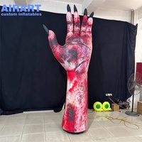 Grande main de démon gonflable sanglante pour décoration extérieure d'Halloween, accessoire de main de zombie gonflable effrayant pour parc et jardin