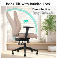 Chaise de bureau pivotante exécutive moderne en cuir PU marron à dossier moyen, avec hauteur réglable et inclinaison à verrouillage infini