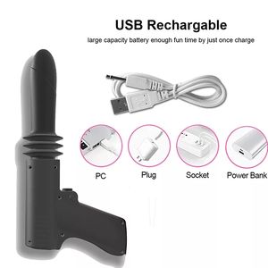 Volwassen Erotische Automatische Intrekbare Usb Opladen Sex Gun Dildo Av Massager Masturbator Clitoris Vibrator Anale Plug Zuigen - Product Image 3