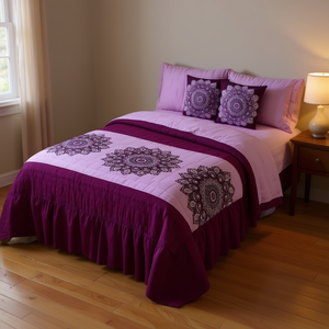 Juego de Edredón Doble Mandy Morado de 2 Piezas con Diseño Floral, Estilo Princesa, para el Hogar, Uso en Todas las Estaciones - Product Image 2