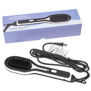 <span class=keywords><strong>Plancha</strong></span> de cabello Offre Spéciale marque privée 2 en 1 céramique fer à lisser brosse peigne fer à lisser professionnel - Product Image 1