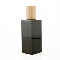 Fabricant de flacons de parfum noirs 50ml 100ml, flacons en verre rectangulaires pour parfum avec bouchon en bois