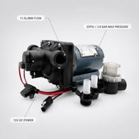 Pompe à diaphragme électrique Singflo 12V HY-304551T 3GPM 55psi personnalisable pour l'industrie agroalimentaire