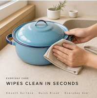 En gros, Plat de cuisson, bol, cocotte et pot à double anse en émail bleu moucheté de 5 Qt avec couvercle