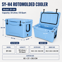 Glacière rotomoulée robuste 35QT en LLDPE isolée pour la pêche, le camping, les pique-niques et les activités de plein air