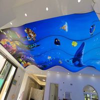 Nouveauté 2021 Faux plafond tendu en PVC Plafond tendu Lambris Leroy Merlin Film de plafond imprimé numérique 3D Monde marin UV