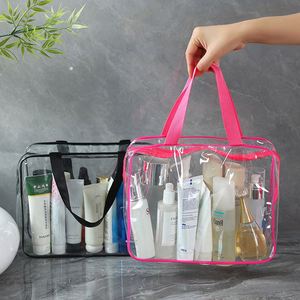 Grande trousse de toilette transparente en PVC avec poignée pour cosmétiques de voyage et promotions beauté de marque - Product Image 2