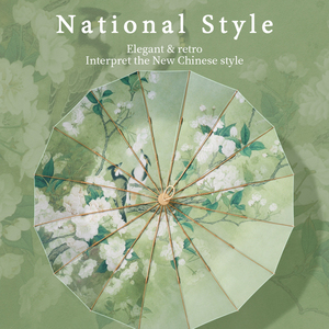 <span class=keywords><strong>Parapluie</strong></span> coupe-vent et pare-soleil <span class=keywords><strong>de</strong></span> voyage en plein air pour femmes avec poignée en bois nouveau style <span class=keywords><strong>de</strong></span> conception pliante Floral - Product Image 2