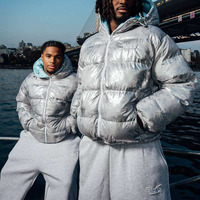 Veste matelassée d'hiver réversible sur mesure du fabricant, veste zippée, impression de haute qualité, veste gonflée moelleuse, veste pour homme