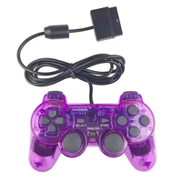 Controlador con Cable Transparente para PS PS2, Gamepad Transparente con Agarre Ergonómico y Función de Vibración para Consola PS2