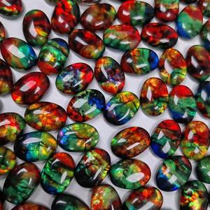 Harga Grosir Batu Mulia Ammolite Sintetis Multiwarna Bentuk Oval Cabochon untuk Perhiasan - Product Image 3