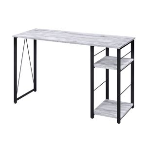 DB 2-Shelf <strong>Rectangular</strong> Writing <strong>Desk</strong> in Antique White and Black Elegant Office <strong>Desk</strong> - Product Image 1