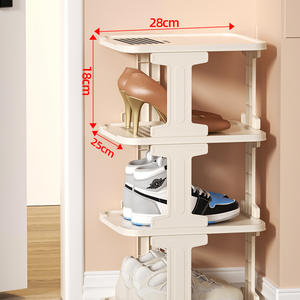 YQ812 Étagère à chaussures multi-niveaux rectangulaire autoportante, amovible, motif damier noir et blanc, solution de rangement simple et pratique - Product Image 3