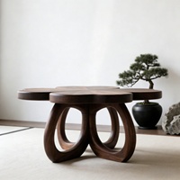 Nouvelle table basse en bois de noyer noir de style chinois, inspirée du zen, avec jointure à tenons et mortaises, design créatif, rangement intégré pour salon