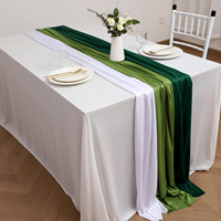 Chemin de table en soie de lait vert sauge à faible MOQ, imprimé sur mesure, couleur unie, pour événements extérieurs et banquets