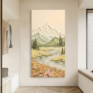 Hand <b>Painted</b> <b>Oil</b> Painting <b>Landscape</b> Mountain River Scene 100% Handmade Artwork For Wall Decor Entryway Hallway Home Decor - Product Image 3