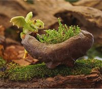 Oniya Rex le Dragon vert perché sur plante succulente Mini Figurine fantaisie à collectionner décoration de maison Pots de plantes