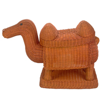 Ornements artisanaux en rotin tressé à la main, animaux naturels (Flamants roses, Éléphants), pour la décoration intérieure et les vitrines