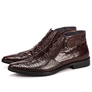 Chaussures montantes haut de gamme pour hommes avec fermeture éclair à motif crocodile, bottes en cuir chaudes, bottes en cuir pointues, bottines - Product Image 3