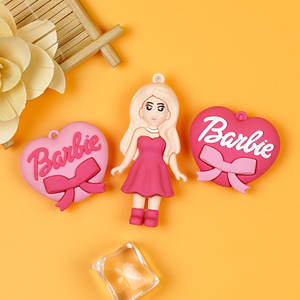 Cœur en caoutchouc rose bidimensionnel pour porte-clés, pendentif <span class=keywords><strong>de</strong></span> sac à dos, ornements suspendus pour poupée, motif dessin animé - Product Image 3