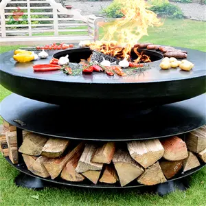 Odun yanan ateş çukuru pişirme levha corten çelik açık barbekü corten barbekü çukurları karbon
