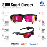 Lunettes intelligentes S100 avec caméra 13MP, enregistrement photo et vidéo, double haut-parleur, triple microphone pour la création de contenu