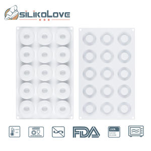 Molde <span class=keywords><strong>de</strong></span> Silicona para Hornear Donas <span class=keywords><strong>de</strong></span> Alta Calidad con 15 Cavidades Circulares, Herramientas <span class=keywords><strong>de</strong></span> Decoración para Pasteles - Product Image 2